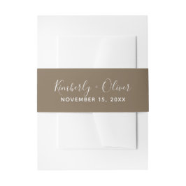 Rustic Brown Simple Calligraphy Wedding Einladungsbanderole