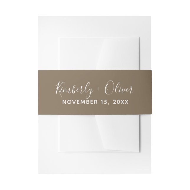 Rustic Brown Simple Calligraphy Wedding Einladungsbanderole (Vorderseite Beispiel)