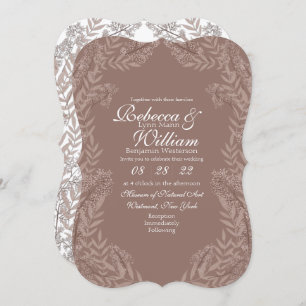 Rustic Brown Tan Wedding Vintag Botanical Einladung
