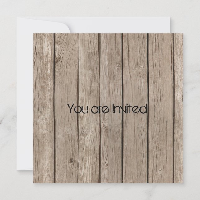 Rustic Brown Wood Baby Dusche Einladung (Vorderseite)