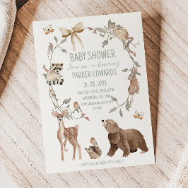 Rustic Brown Woodland Baby Shower Invitation Einladung