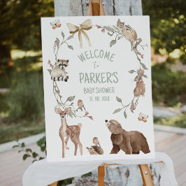 Rustic Brown Woodland Baby Shower Welcome Sign Fotodruck