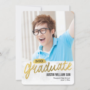 Rustic Brush Graduation Announcement Invitation Einladung