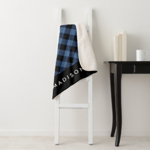 Rustic Buffalo Kariert   Personalisiert Sherpa Bla Sherpadecke