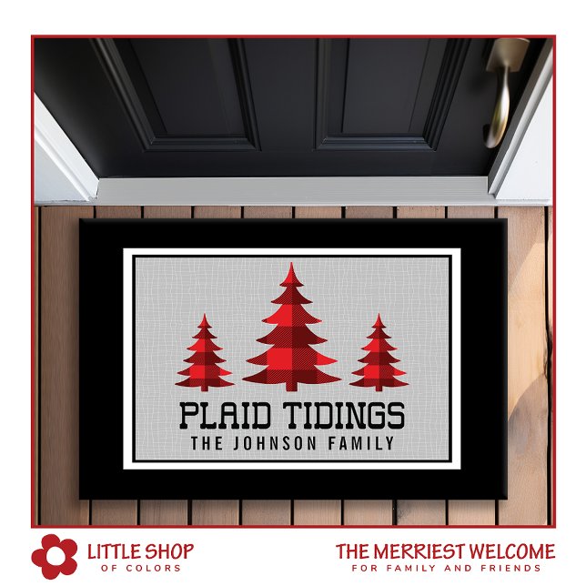 Rustic Buffalo Karo Weihnachtsbaumen Monogram Fußmatte (Von Creator hochgeladen)