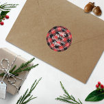 Rustic Buffalo Pläd Holiday Return Address Runder Aufkleber<br><div class="desc">Add your return address with ease this Christmas with these simple yet very trendy stickers. The design is easy to personalize with your name and address andd more color options are available.</div>