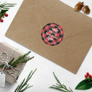 Rustic Buffalo Pläd Holiday Return Address Runder Aufkleber