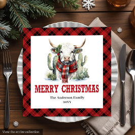 Rustic buffalo plaid Christmas napkins for party Serviette