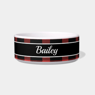 Rustic Buffalo Red Black Kariert Dog Name Napf