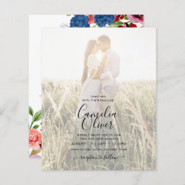 Rustic Burgund Blue Floral Wedding FOTO INVITE