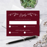 Rustic Burgund Wildblume Wedding RSVP Card