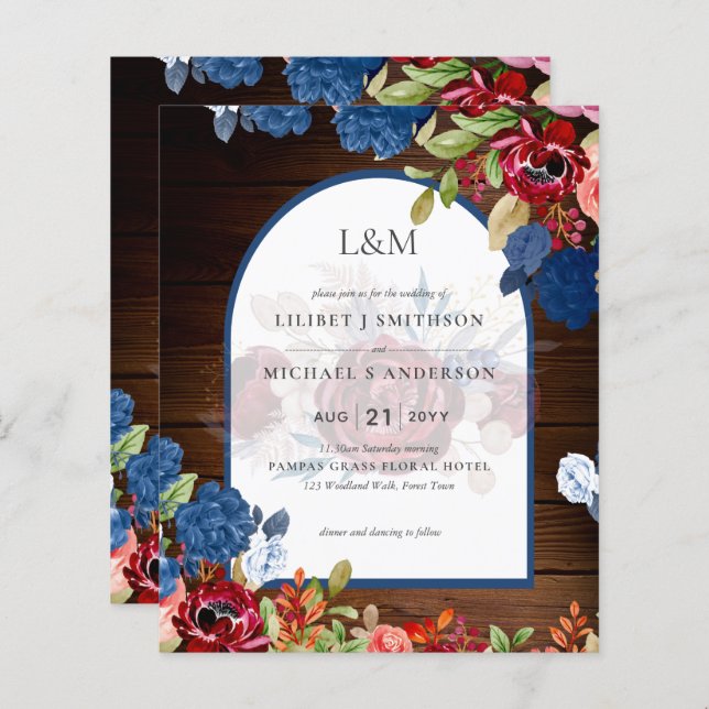 Rustic Burgundy Blue Floral Wedding (Vorne/Hinten)