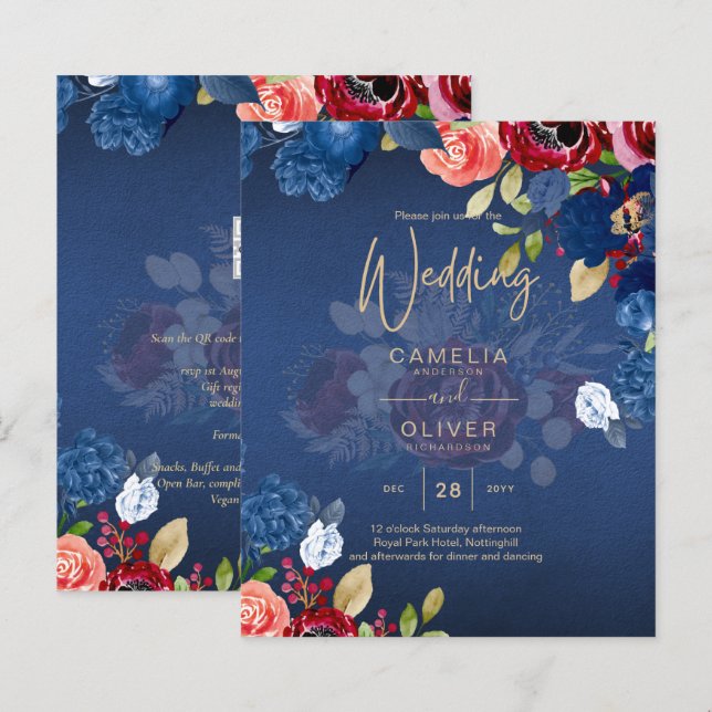 Rustic Burgundy Blue Floral Wedding (Vorne/Hinten)