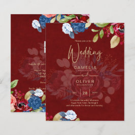 Rustic Burgundy Blue Floral Wedding