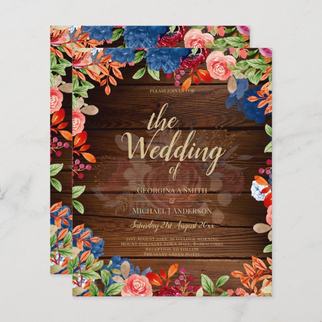 Rustic Burgundy Blue Floral Wedding (Vorne/Hinten)