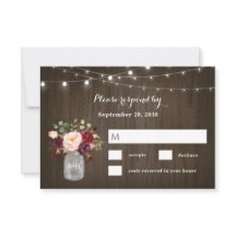 Rustic Burgundy Blush Floral Mason Jar Wedding