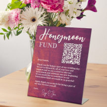 Rustic Burgundy Elegant QR Code Honeymoon Fund