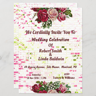 Rustic Burgundy Maroon Rose Blumenhochzeit Einladung