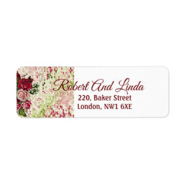 Rustic Burgundy Maroon Rose Floral Art Address