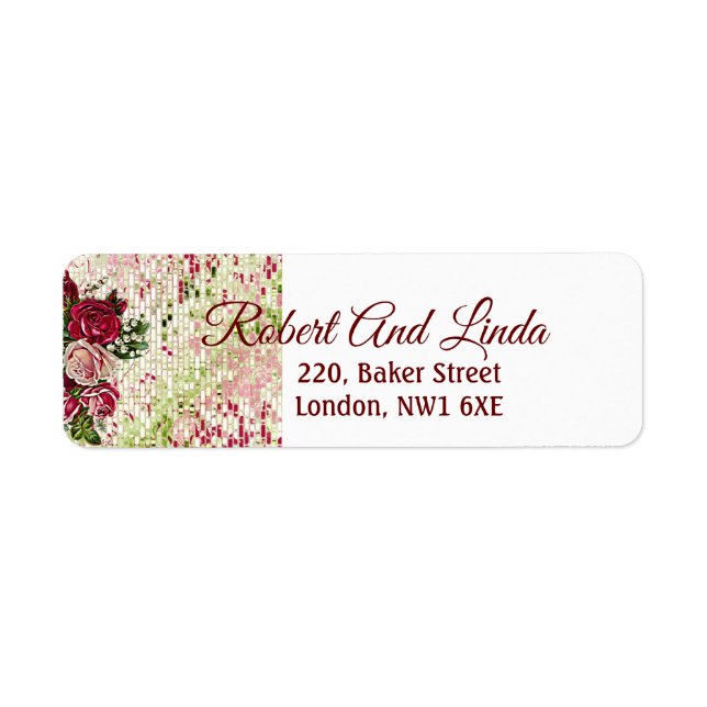 Rustic Burgundy Maroon Rose Floral Art Address (Vorne)