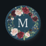 Rustic Burgundy Monogram Brautparty Paper Plate Pappteller<br><div class="desc">Diese Teller sind perfekt für jede Veranstaltung!</div>