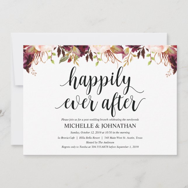 Rustic Burgundy Post Wedding Einladungskarte Einladung (Vorderseite)