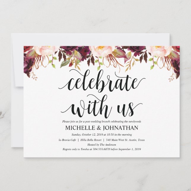 Rustic Burgundy Post Wedding Einladungskarten (Vorderseite)