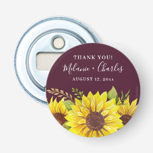 Rustic Burgundy Vielen Dank Sunflower Couple Names Flaschenöffner
