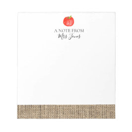 Rustic burlap apple teachers gift notepad notizblock