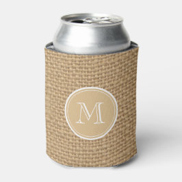 Rustic Burlap Background Monogram Dosenkühler