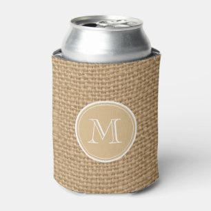 Rustic Burlap Background Monogram Dosenkühler
