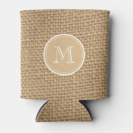 Rustic Burlap Background Monogram Dosenkühler