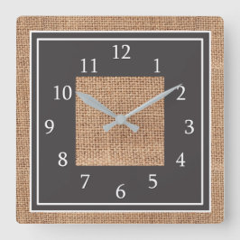 Rustic Burlap Country Bauernhof Quadratische Wanduhr