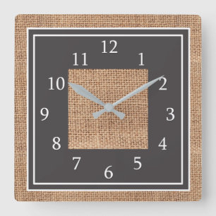 Rustic Burlap Country Bauernhof Quadratische Wanduhr