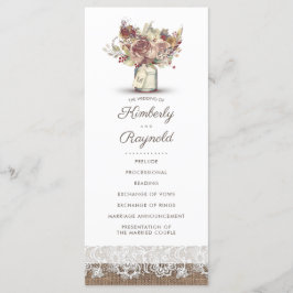 Rustic Burlap Floral Mason Jar WedPrograms Programm