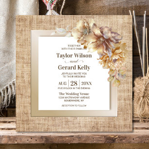 Rustic Burlap Floral Wedding Einladung