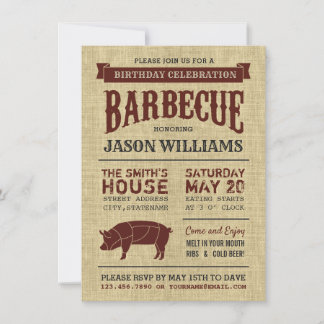 Rustic Burlap Geburtstagsparty GRILLEN Einladungen