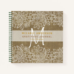 Rustic Burlap Lace Dankbarkeit Dankbarkeit Dankbar Notizbuch