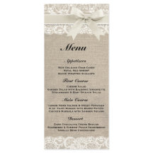 Rustic Burlap & Lace Ivory Wedding Menu