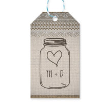 Rustic Burlap Lace Mason Jar Heart Wedding