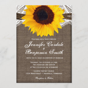 Rustic Burlap Lace Sunflower Wedding Einladungen
