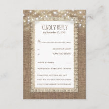 Rustic Burlap Lace Wedding RSVP