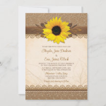 Rustic Burlap Lace Wood Sunflower Wedding