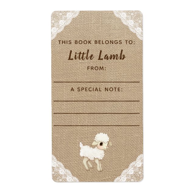 Rustic Burlap Lamb Baby Shower Book Plate (Vorne)