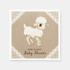 Rustic Burlap Little Lamb Babydusche Papier Napkin Serviette