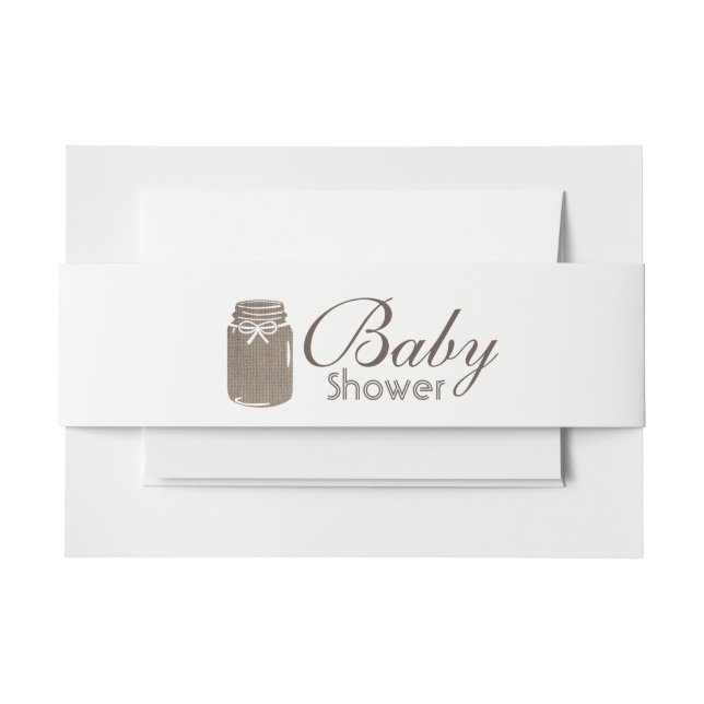 Rustic Burlap Mason Jar Baby Shower Einladungsbanderole (Vorderseite Beispiel)