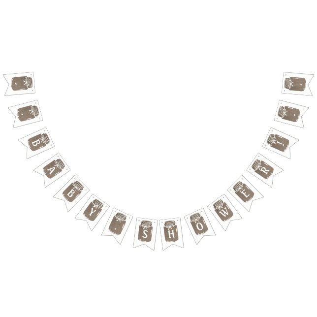 Rustic Burlap Mason Jar Baby Shower Wimpelkette (Alle)