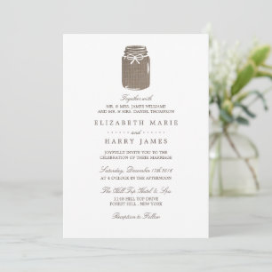 Rustic Burlap Mason Jar Wedding Einladung