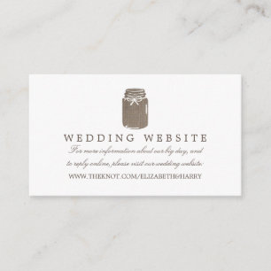 Rustic Burlap Mason Jar Wedding Website Begleitkarte