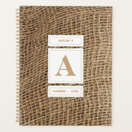 Rustic Burlap Monogram Erstbenennungsbuch Planer